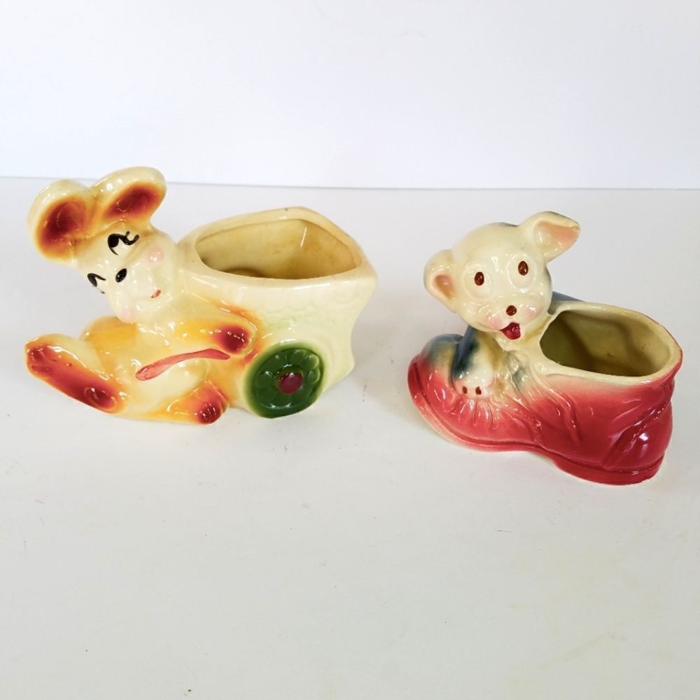 Set of Two Vintage Retro 1950s Shawnee Ceramic Planters